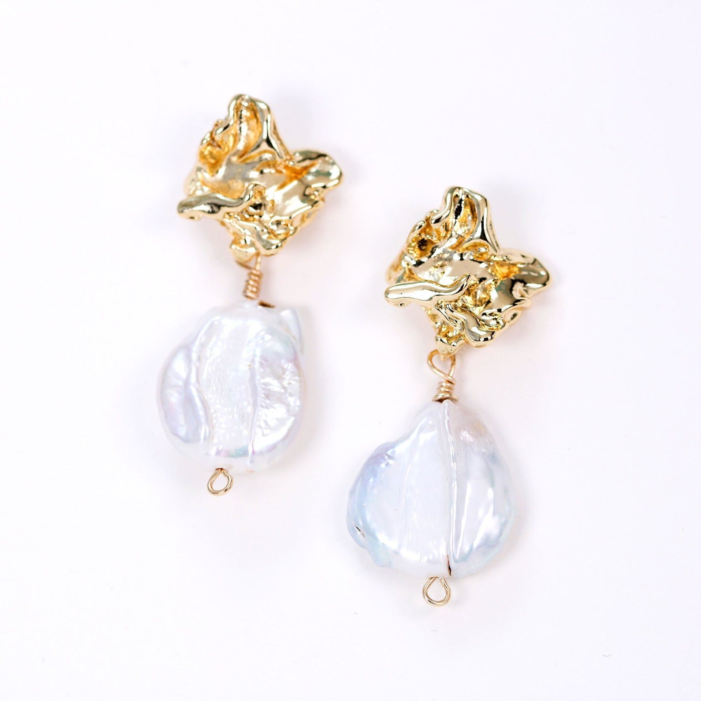 Natural freshwater irregular pearl drop earrings