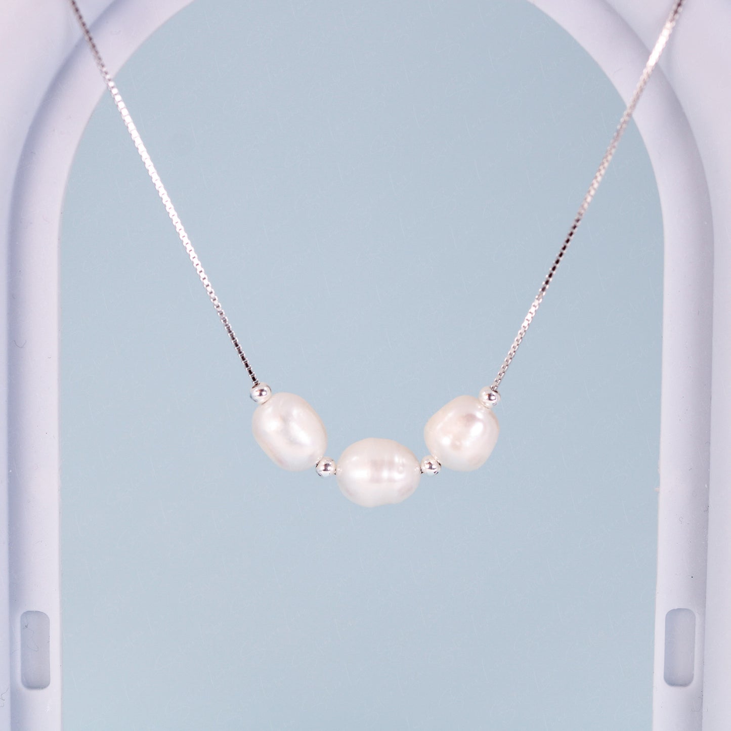 Freshwater baroque pearls sterling silver necklace