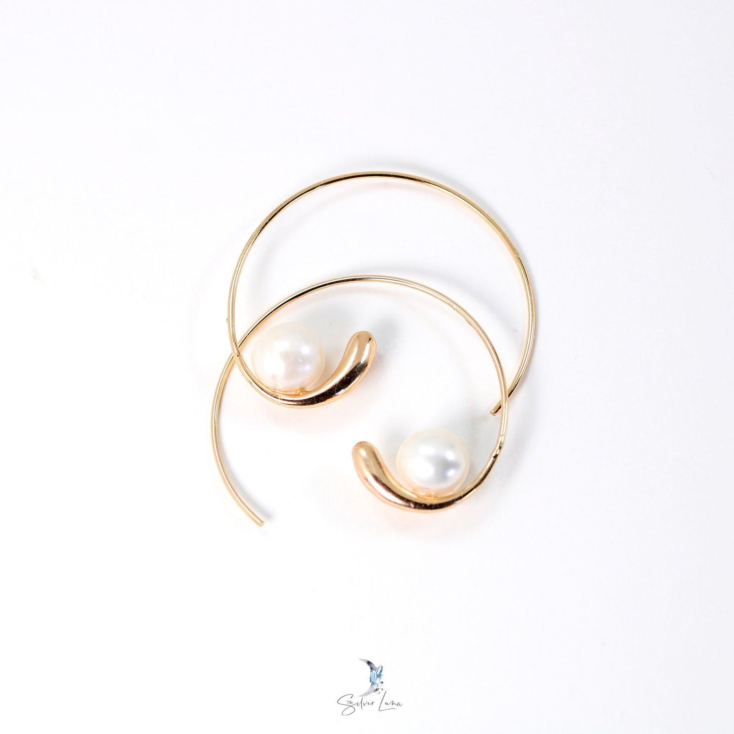 freshwater pearl spiral earrings