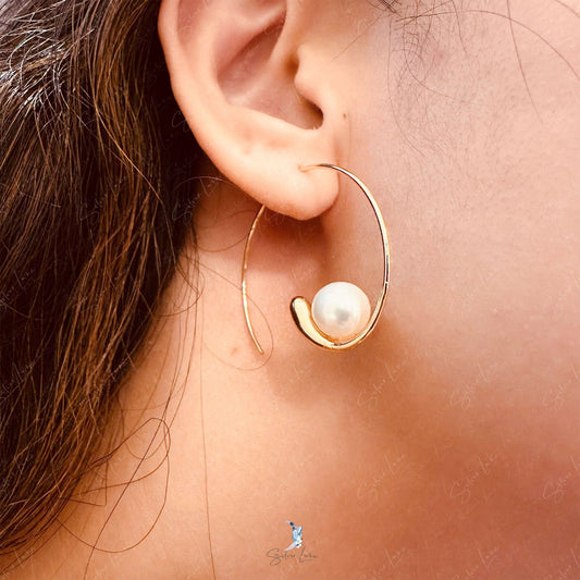 pearl on spiral earrings