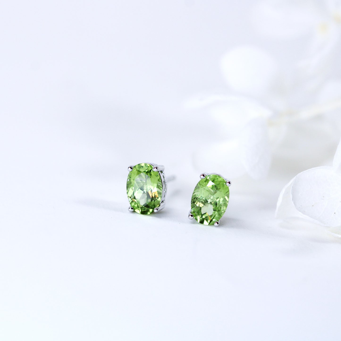 green peridot stud earrings