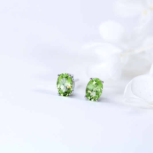 green peridot stud earrings