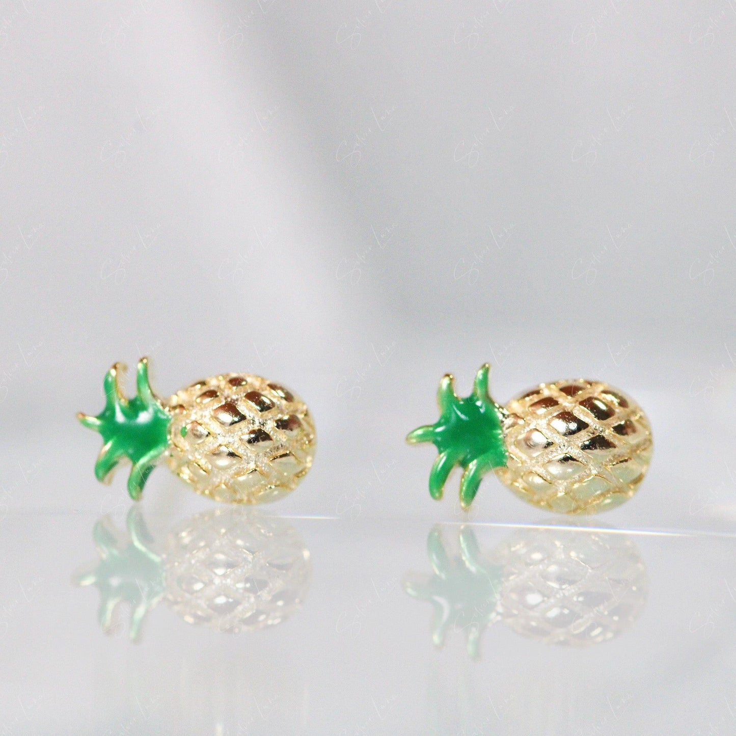 Pineapple Sterling Silver Stud Earrings