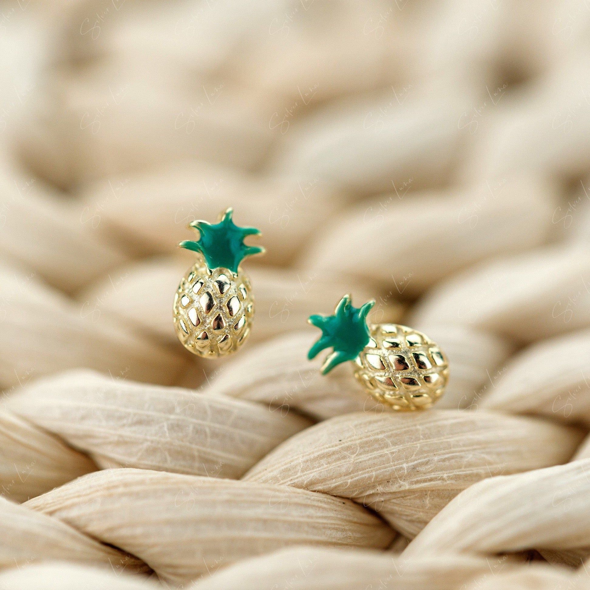 pineapple sterling silver stud earrings