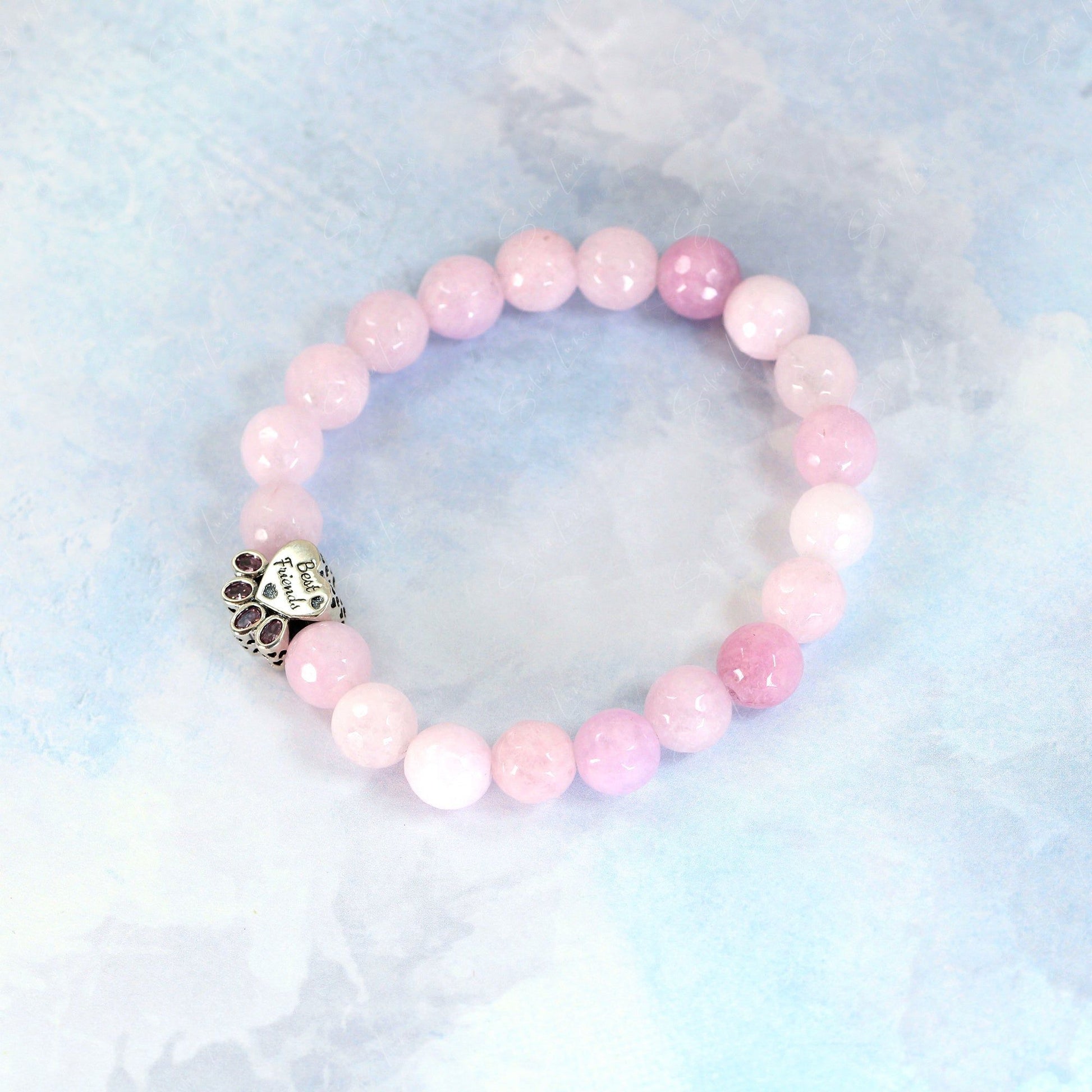 best friend paw pink beaded bracelet