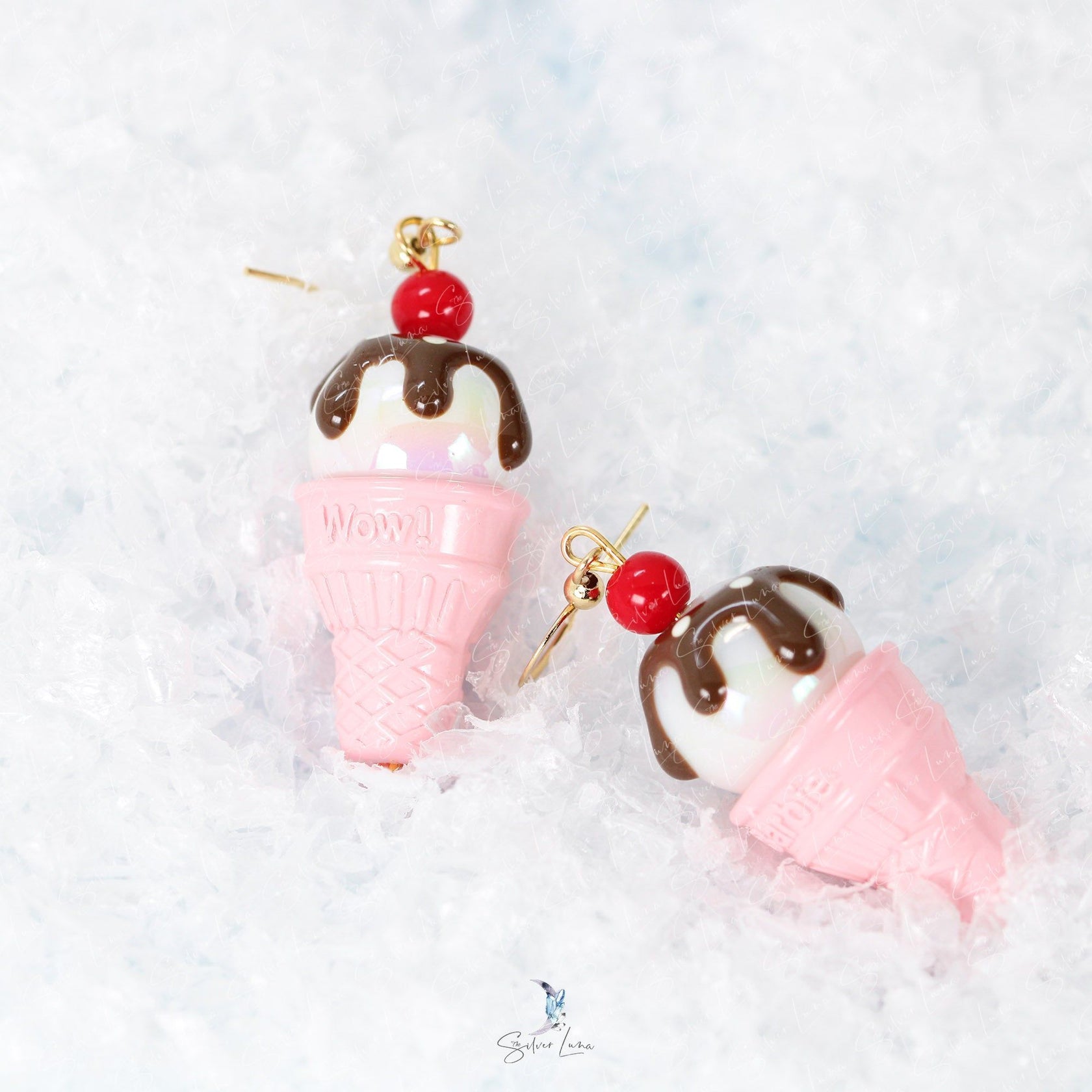 Pavé Ice Cream Cone Dangle Charm - Clear CZ & Pink Sapphire, For European Bracelets Like Pandora, Chamilia, Biagi
