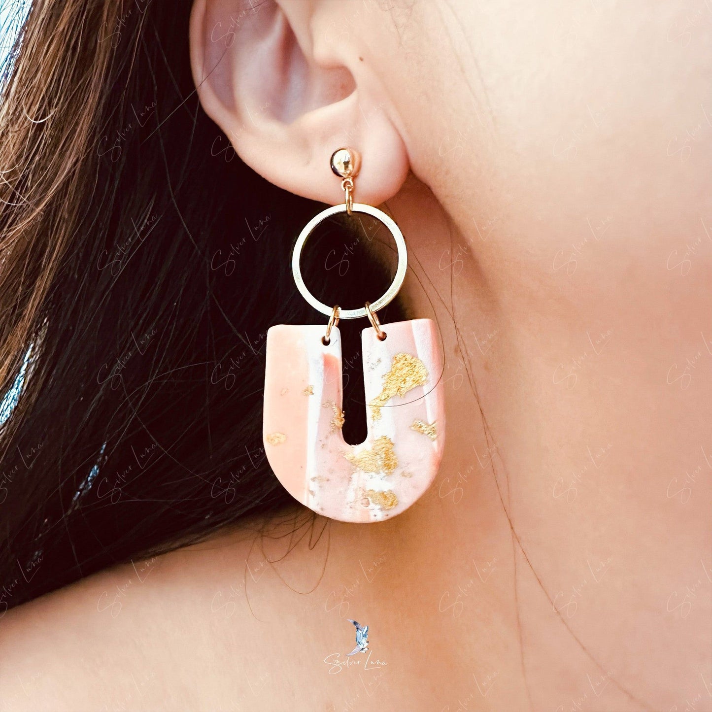 Polymer clay dangle drop earrings
