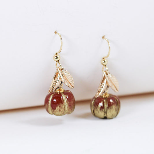 gold pumpkin earrings