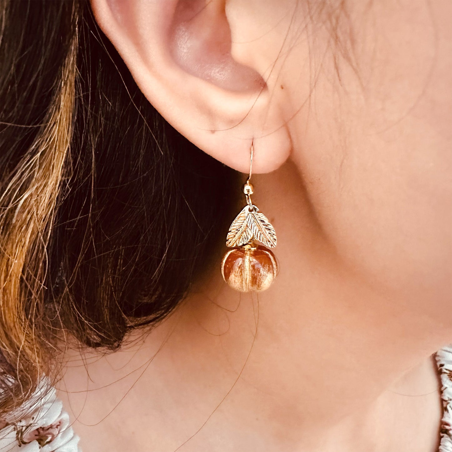 gold plated pumpkin earrings