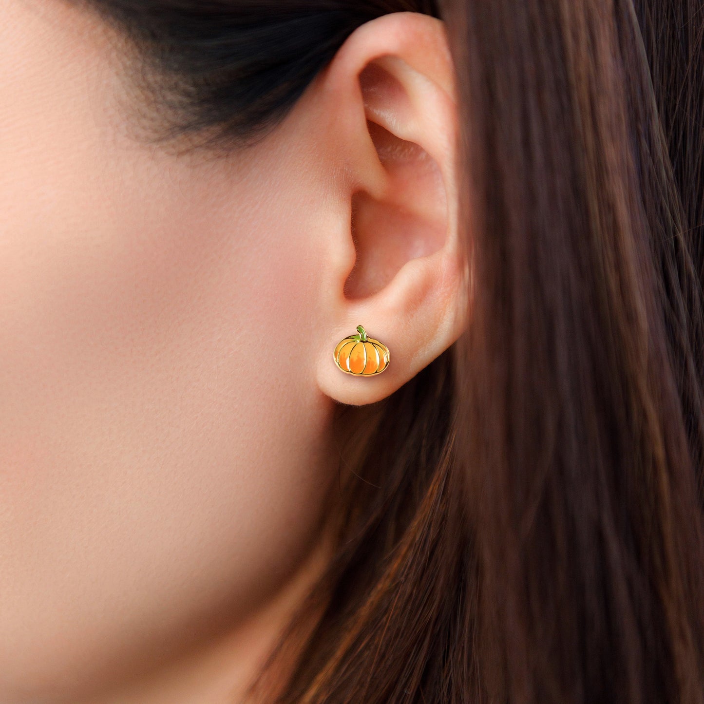 harvest pumpkin stud earrings