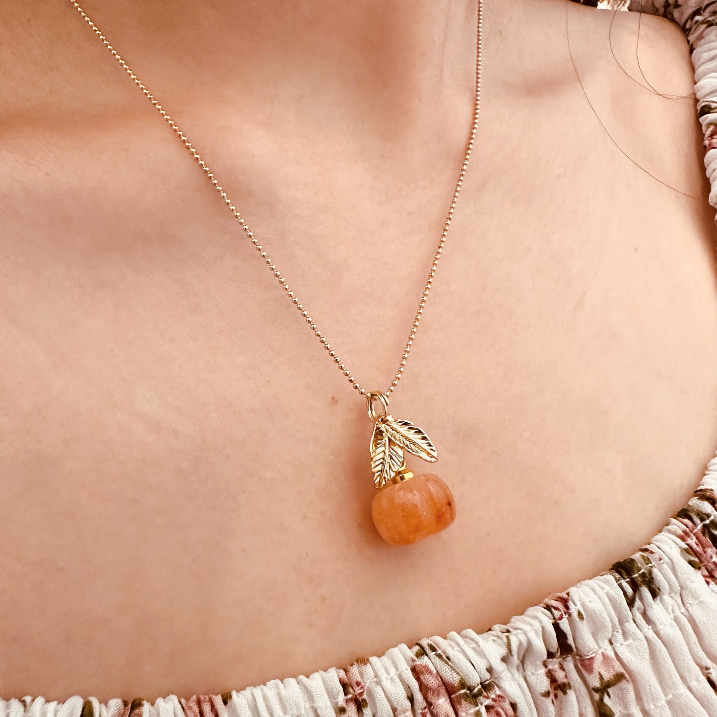 gold plated pumpkin pendant necklace