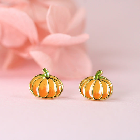 harvest pumpkin stud earrings