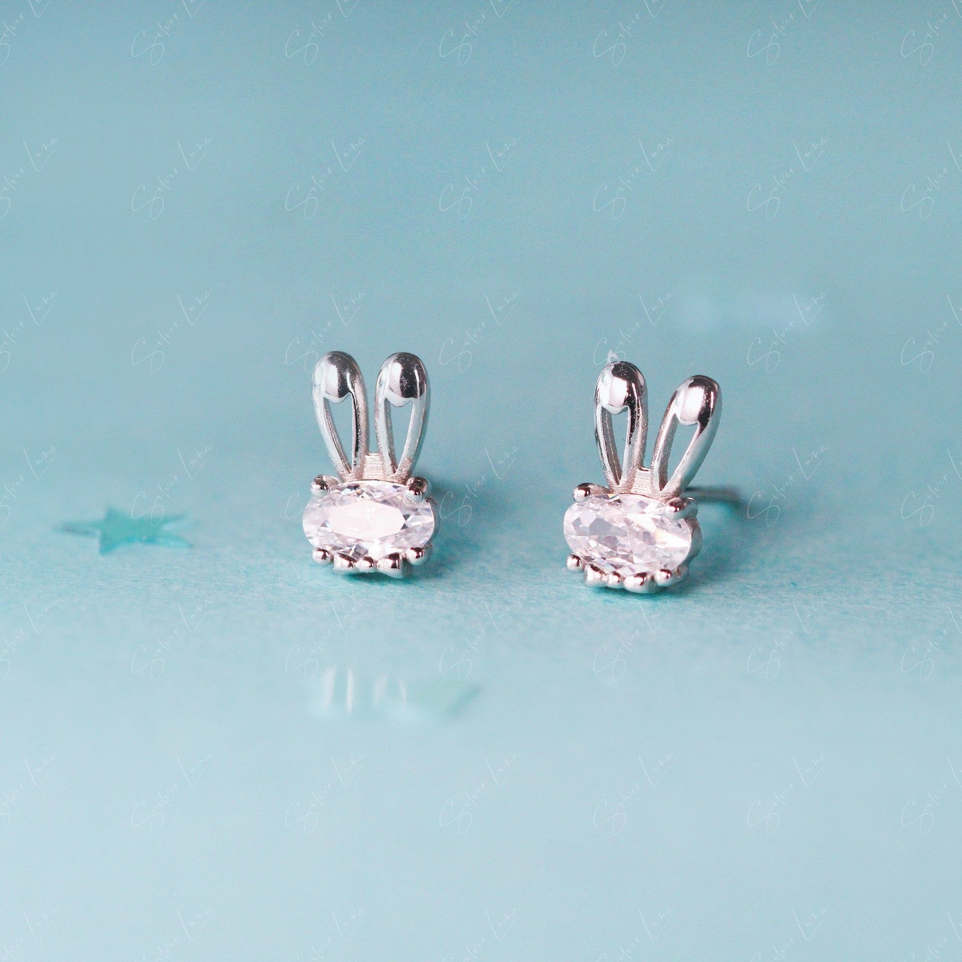 bunny ear stud earrings