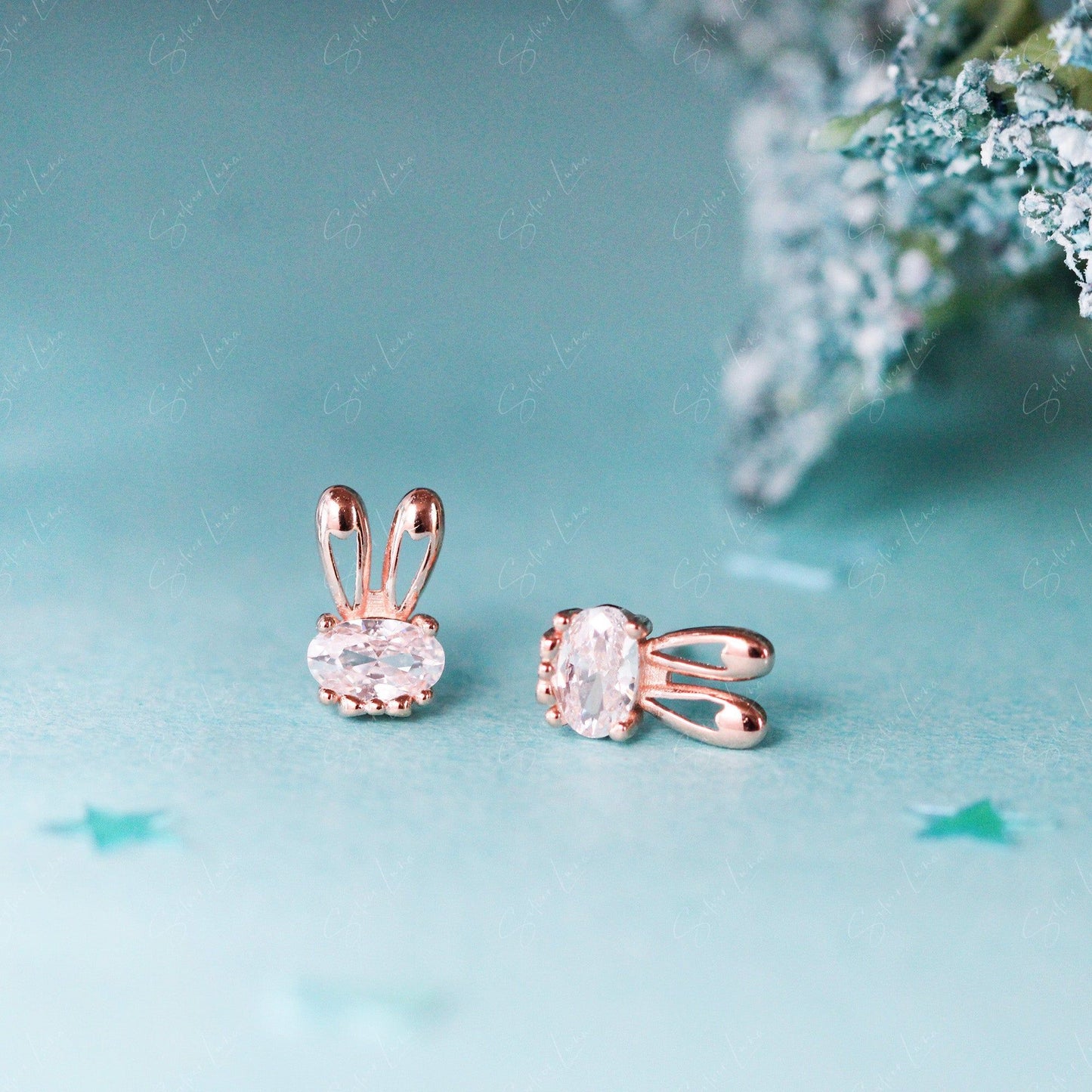 bunny ear stud earrings