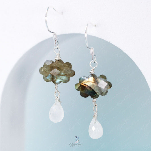 Cloud and rain Labradorite dangle drop earrings