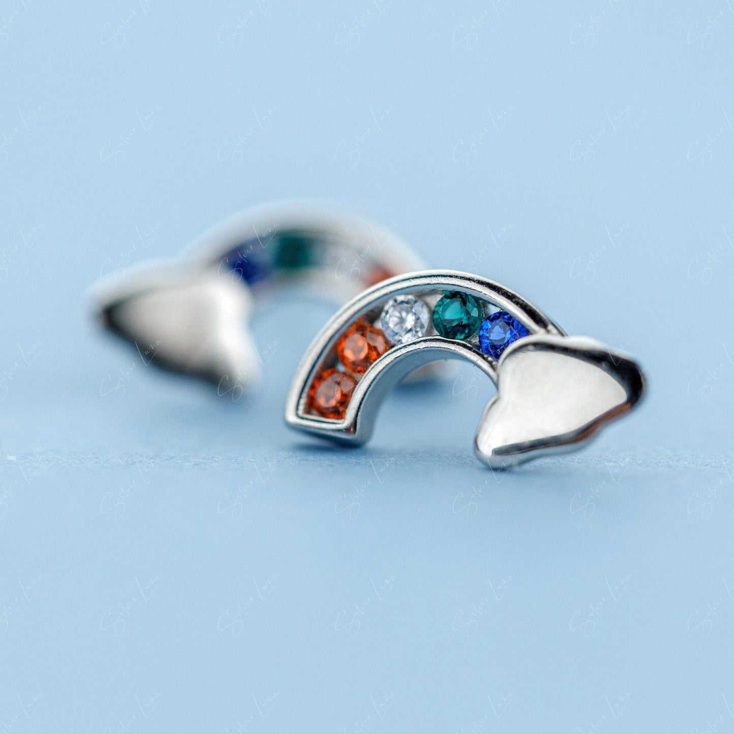 rainbow silver stud earrings