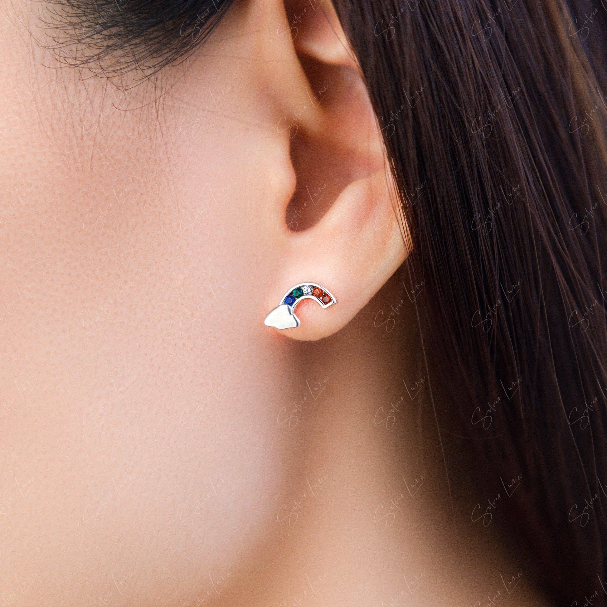 cloud rainbow stud earrings