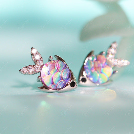 rainbow fish stud earrings