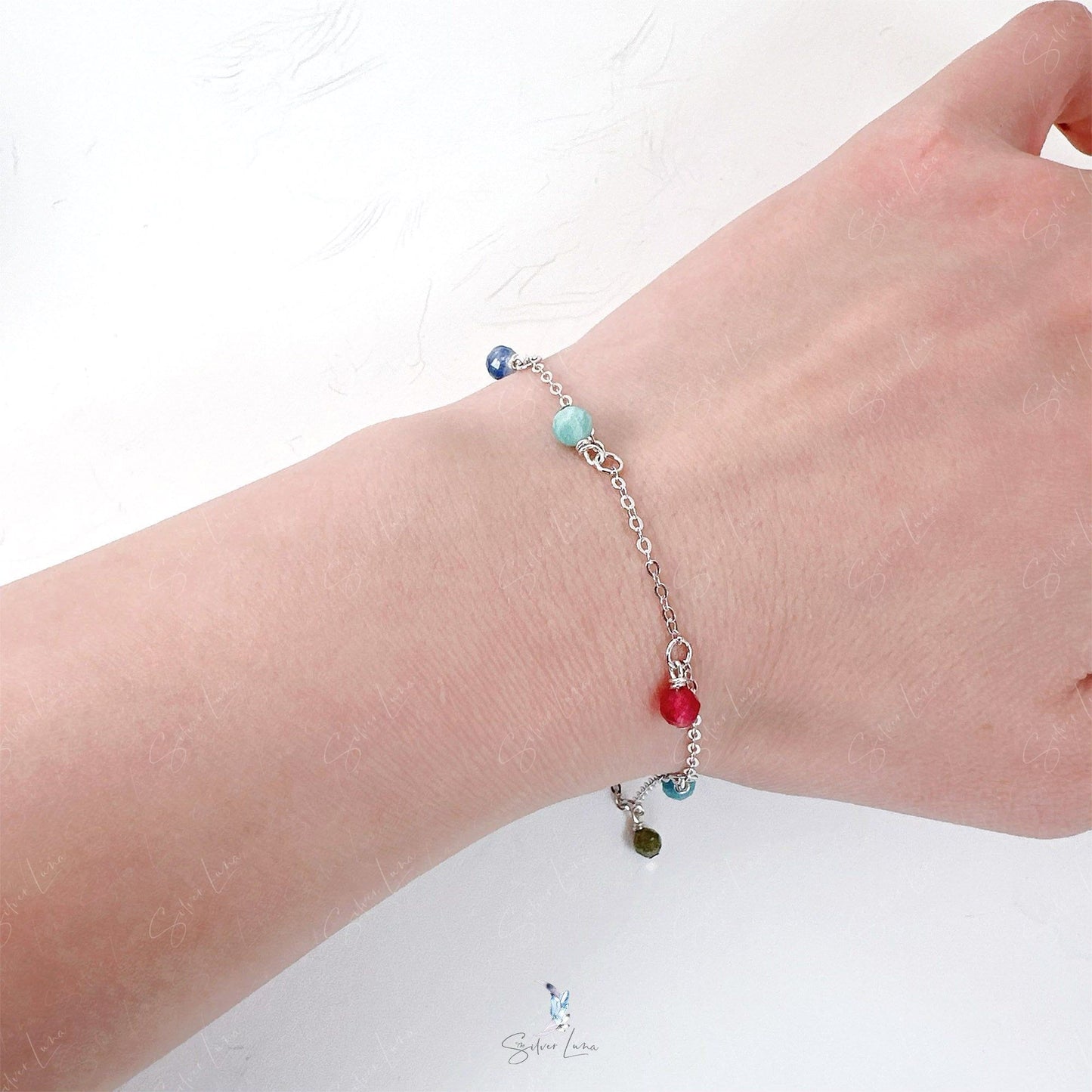 The seven chakra gemstone silver bracelet