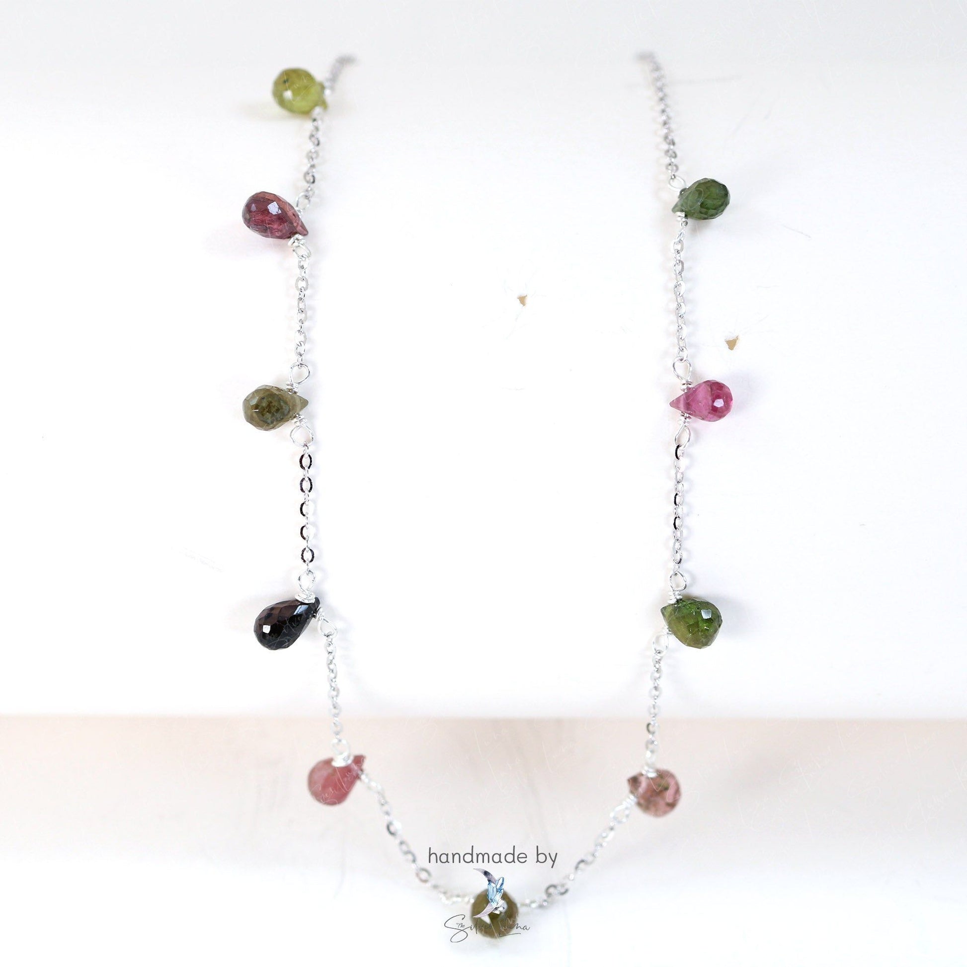 rainbow tourmaline silver choker