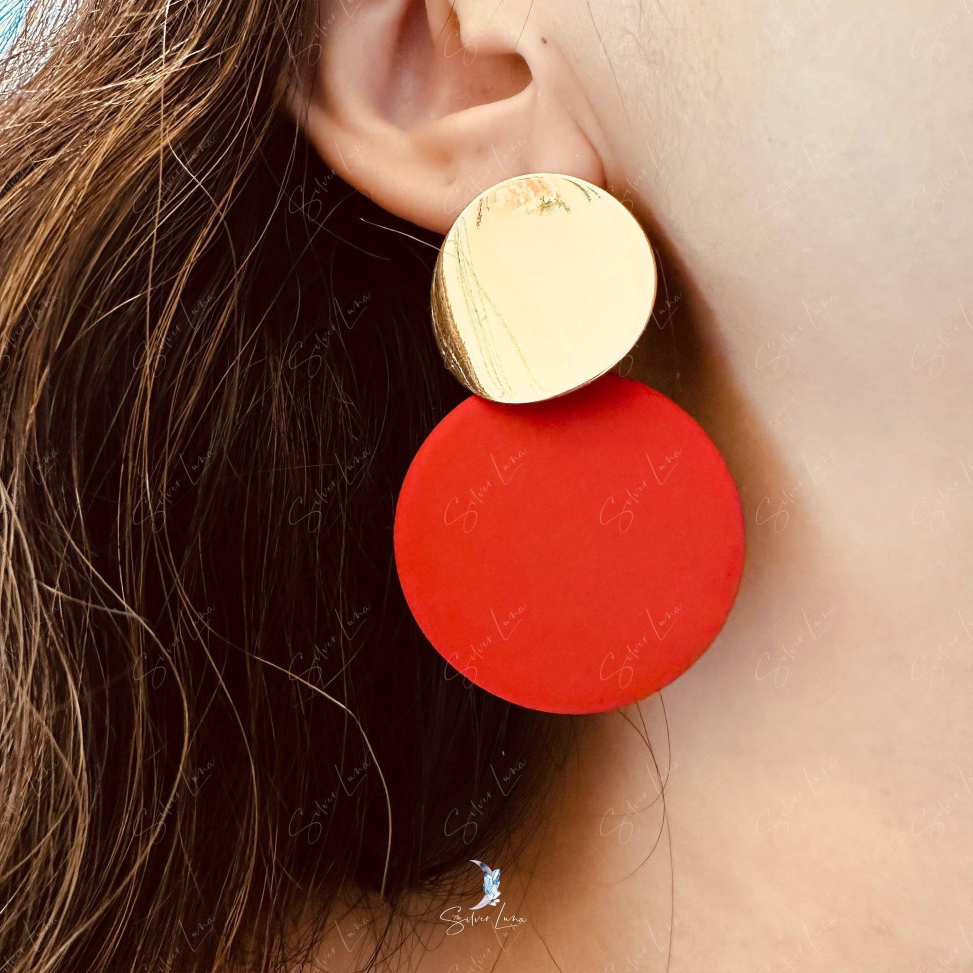 geometric abstract circle statement earrings