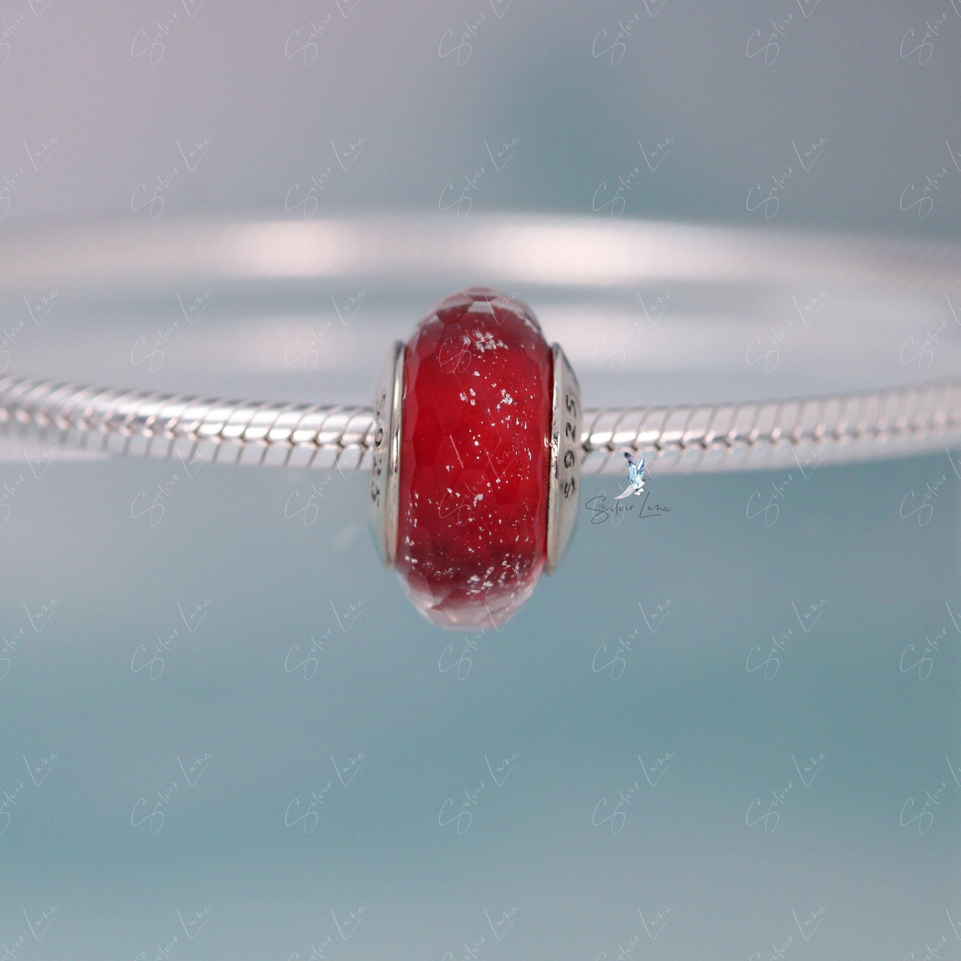 red murano glass bead charm