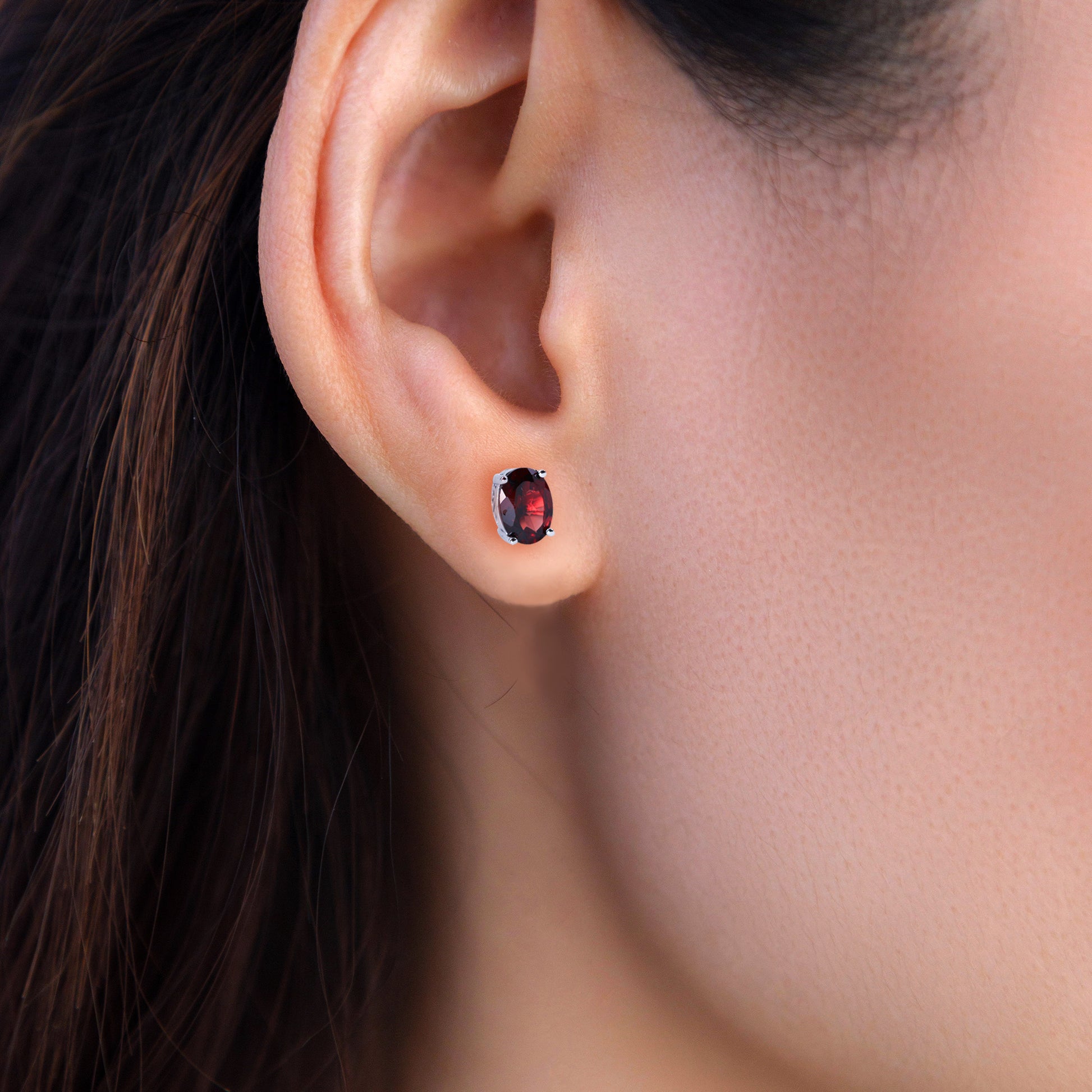 red garnet stud earrings