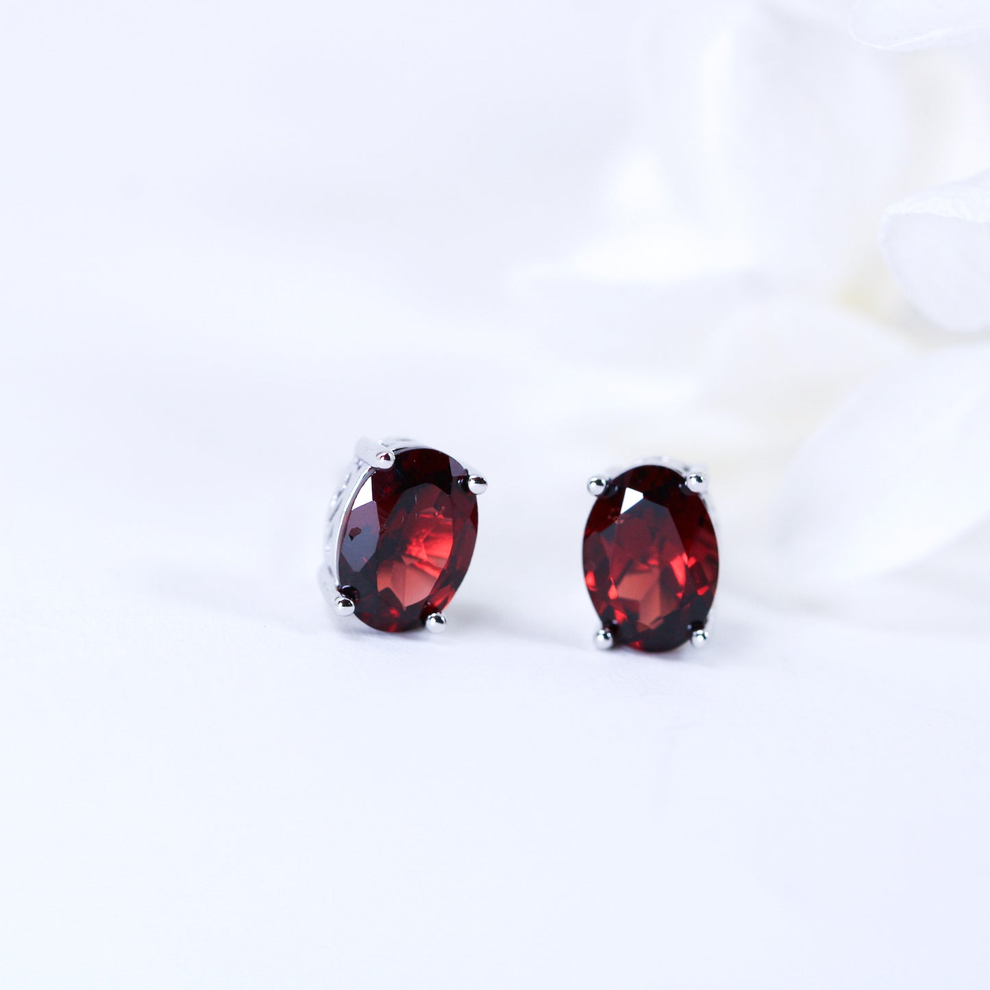 red garnet stud earrings