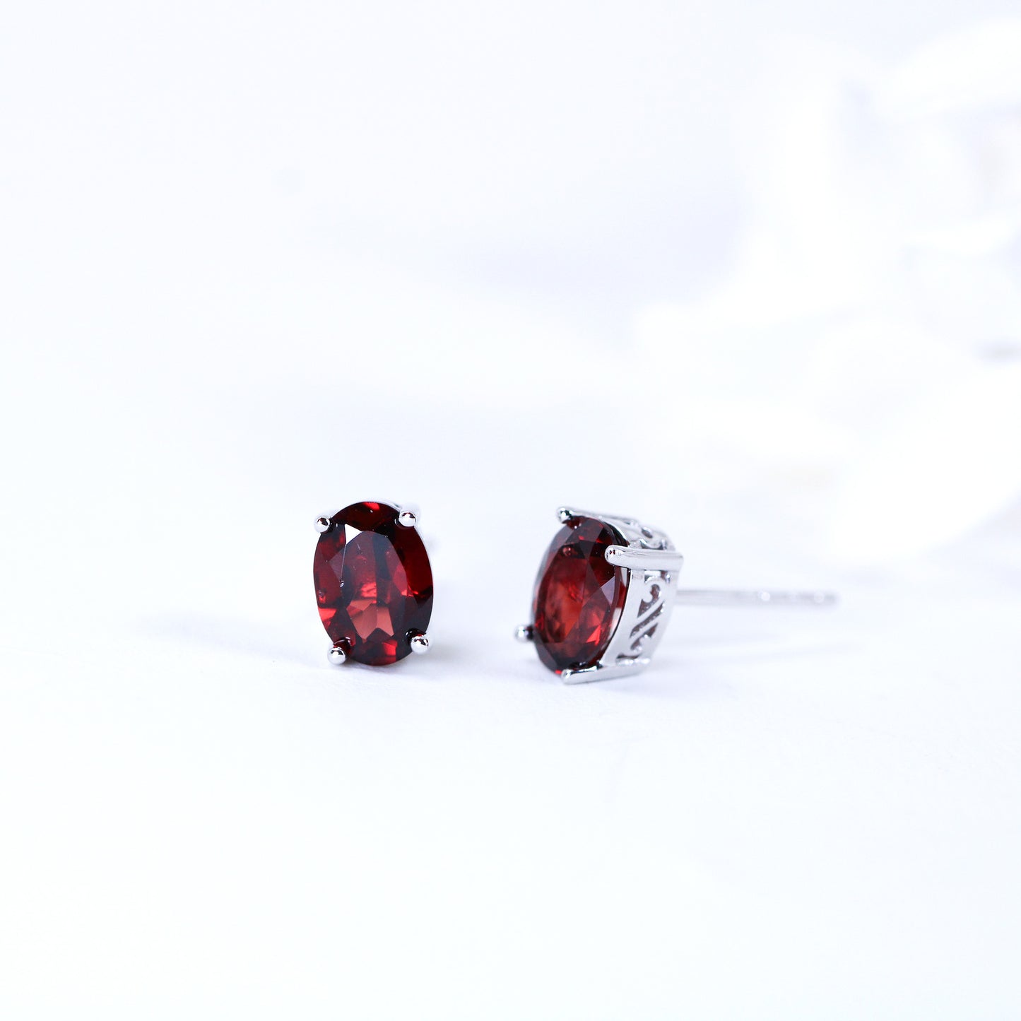 red garnet stud earrings