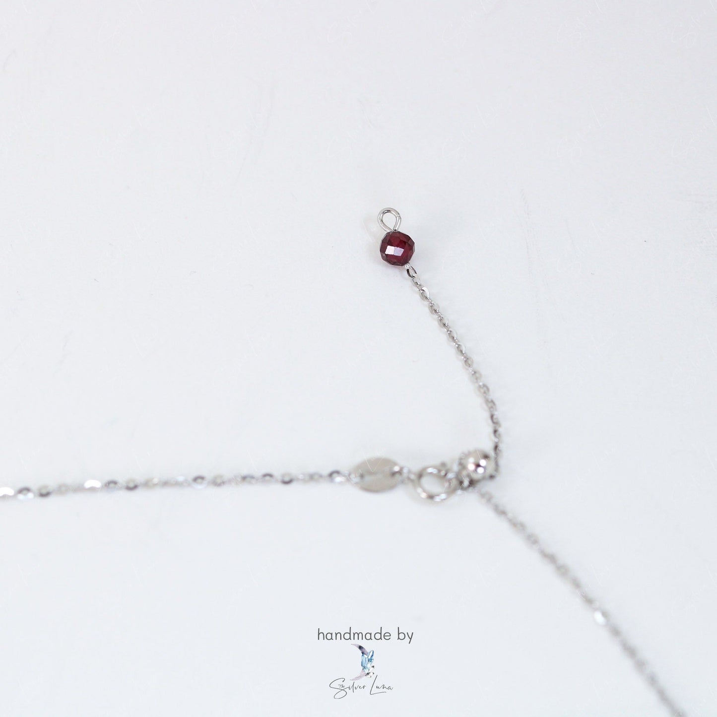 Red Garnet beads teardrop Y Lariat pendant necklace