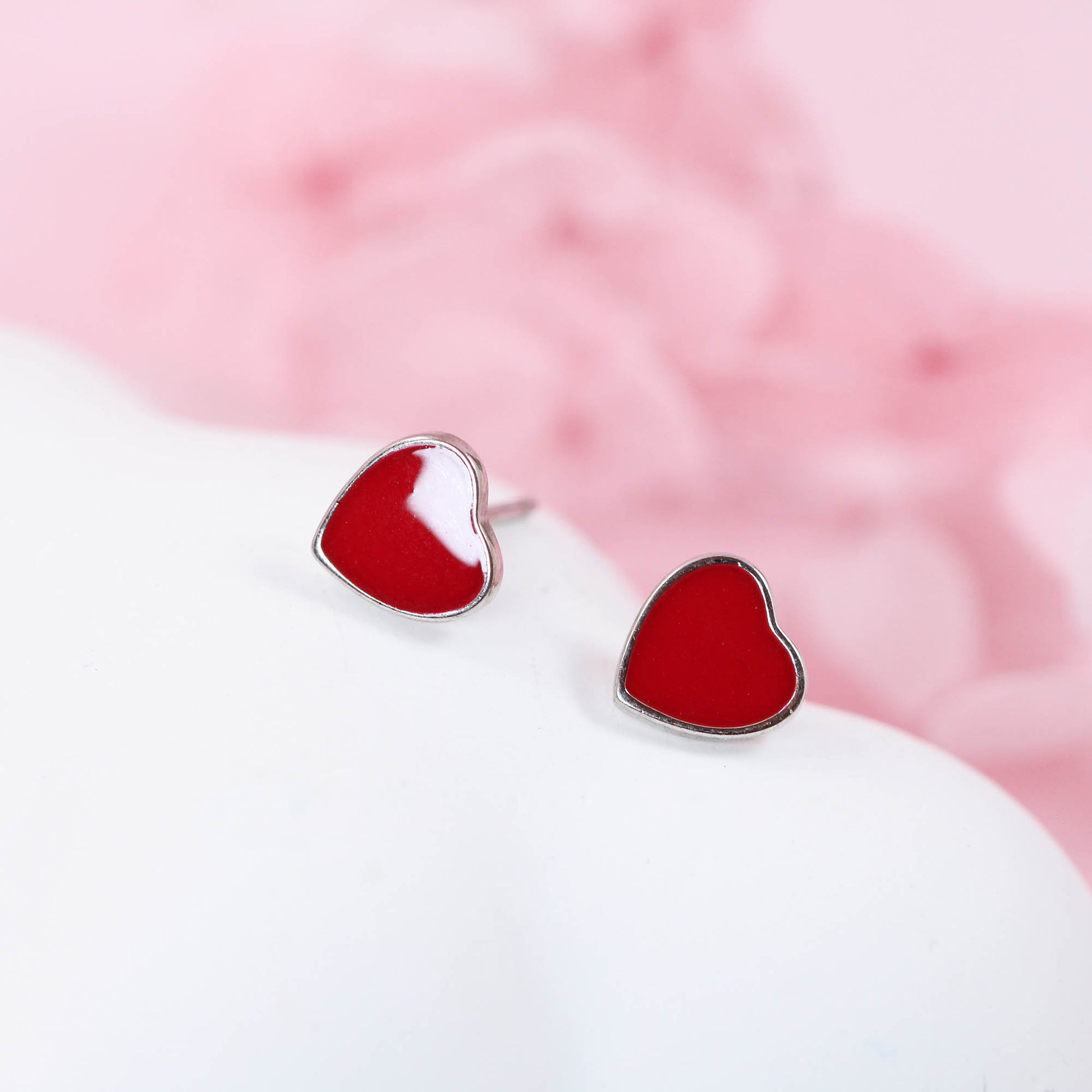 valentine heart stud earrings