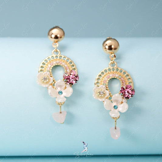 Bohemian flower dangle drop fashion earrings