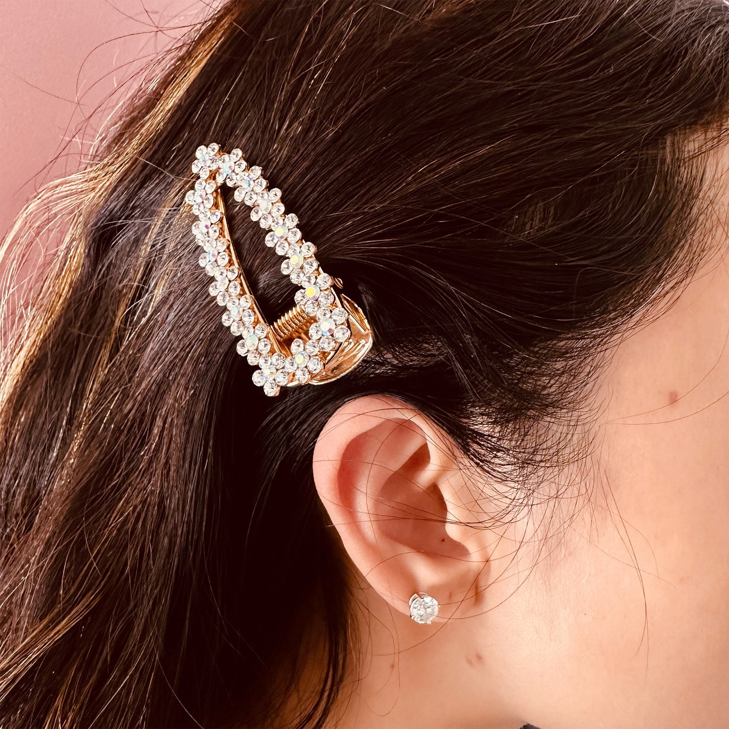 Crystal rhinestone and pearl hair clip