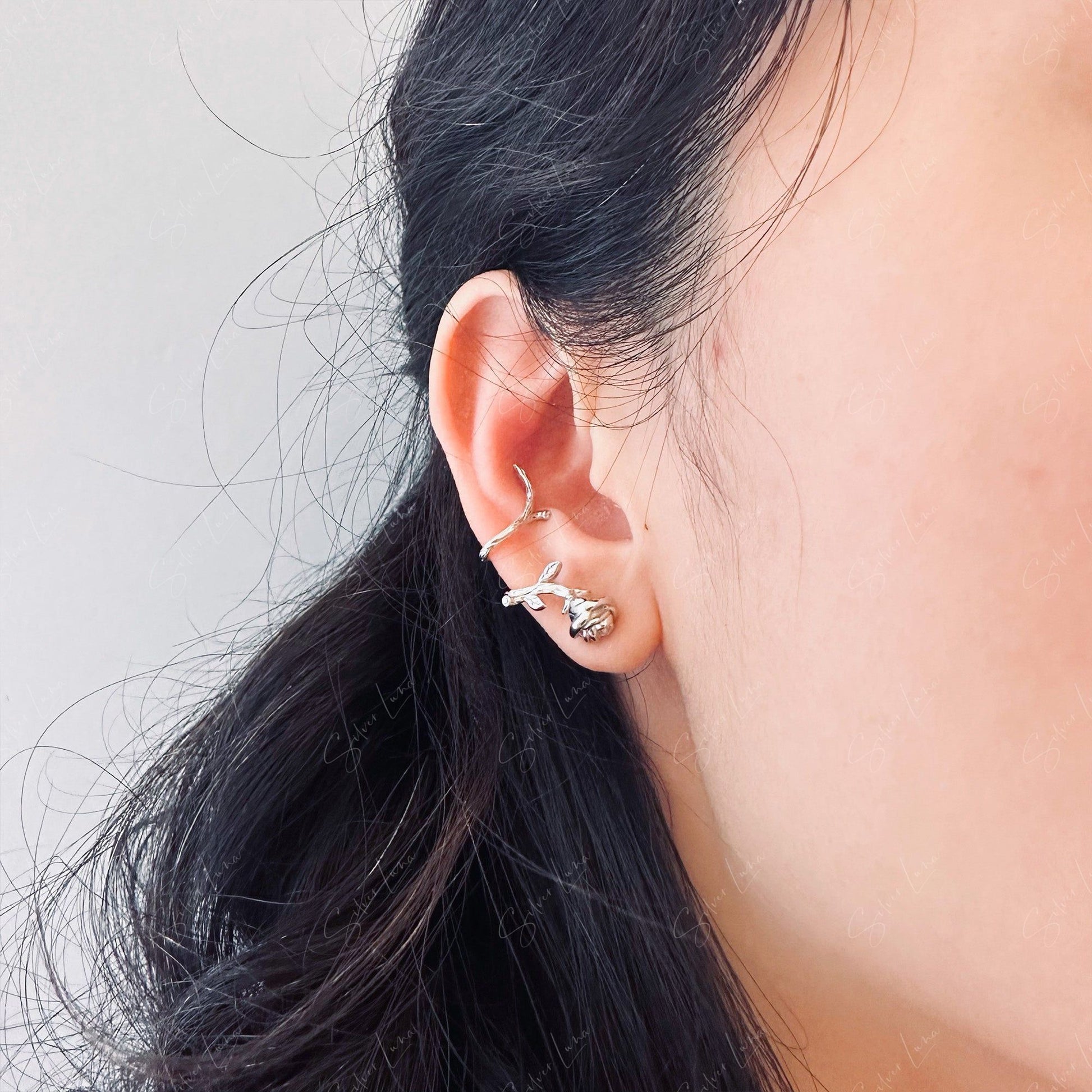 rose cuff stud earrings
