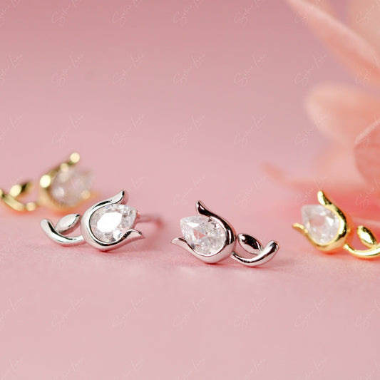 tulip flower stud earrings