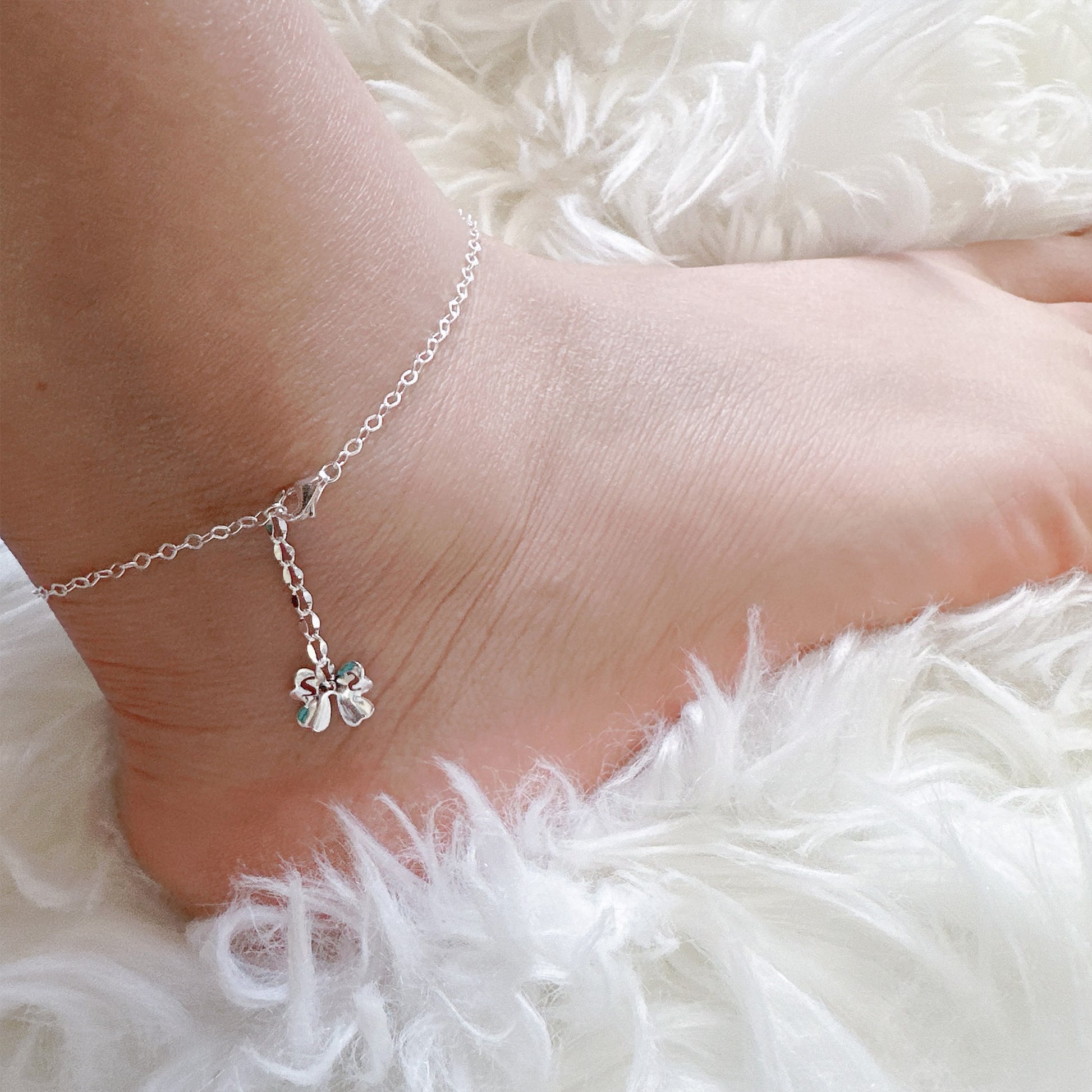 rose ball charms sterling silver anklet