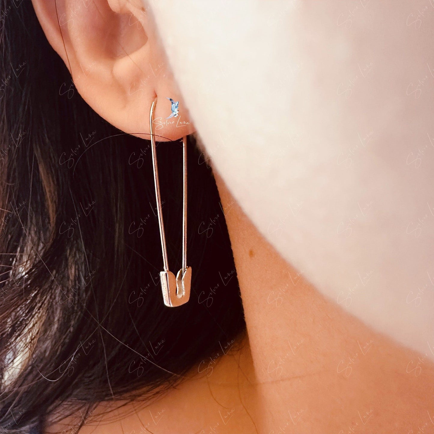 safety pin dangle earrings