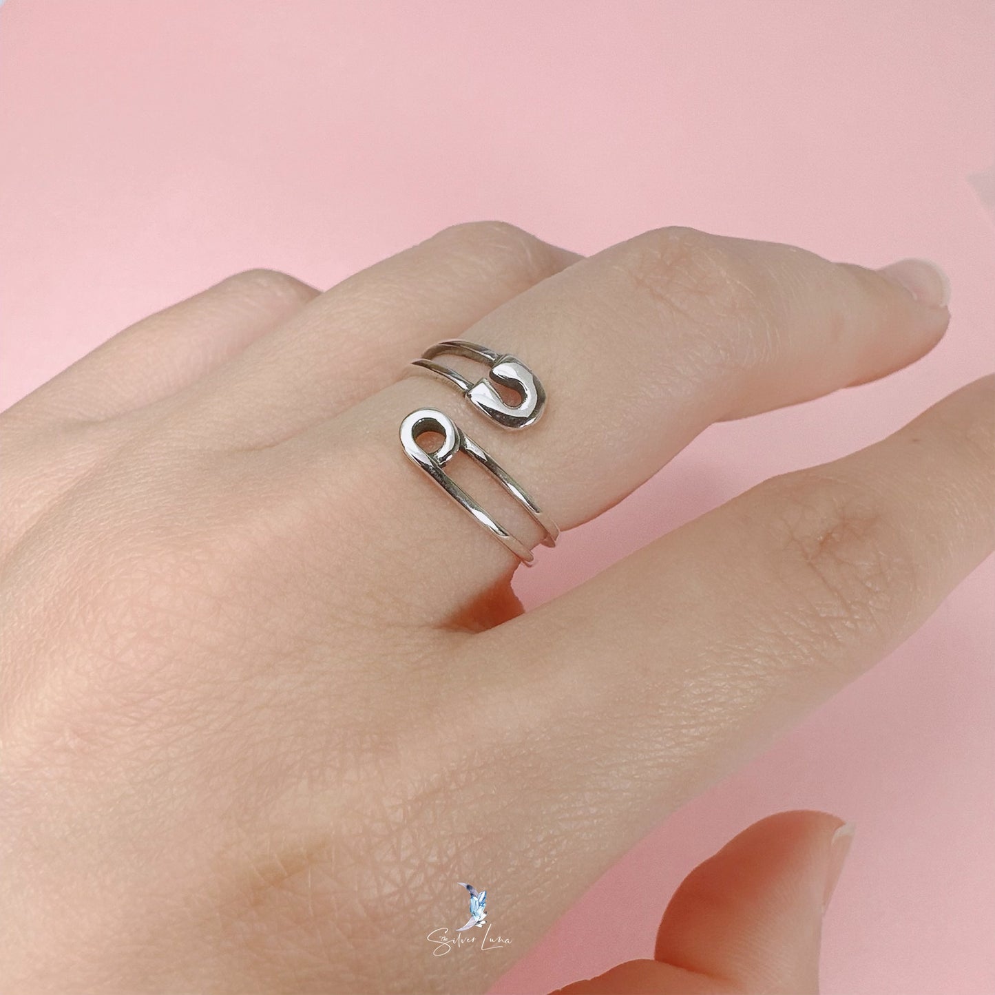 safety pin silver ring