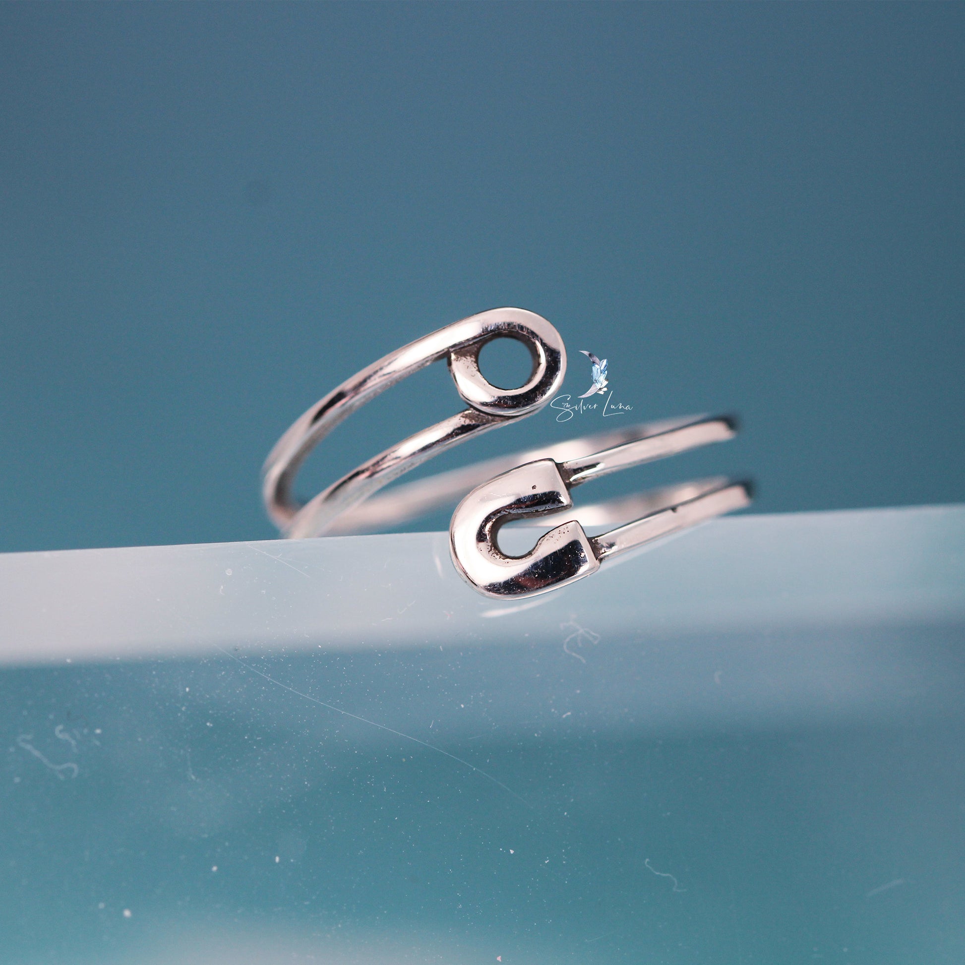 safety pin silver ring