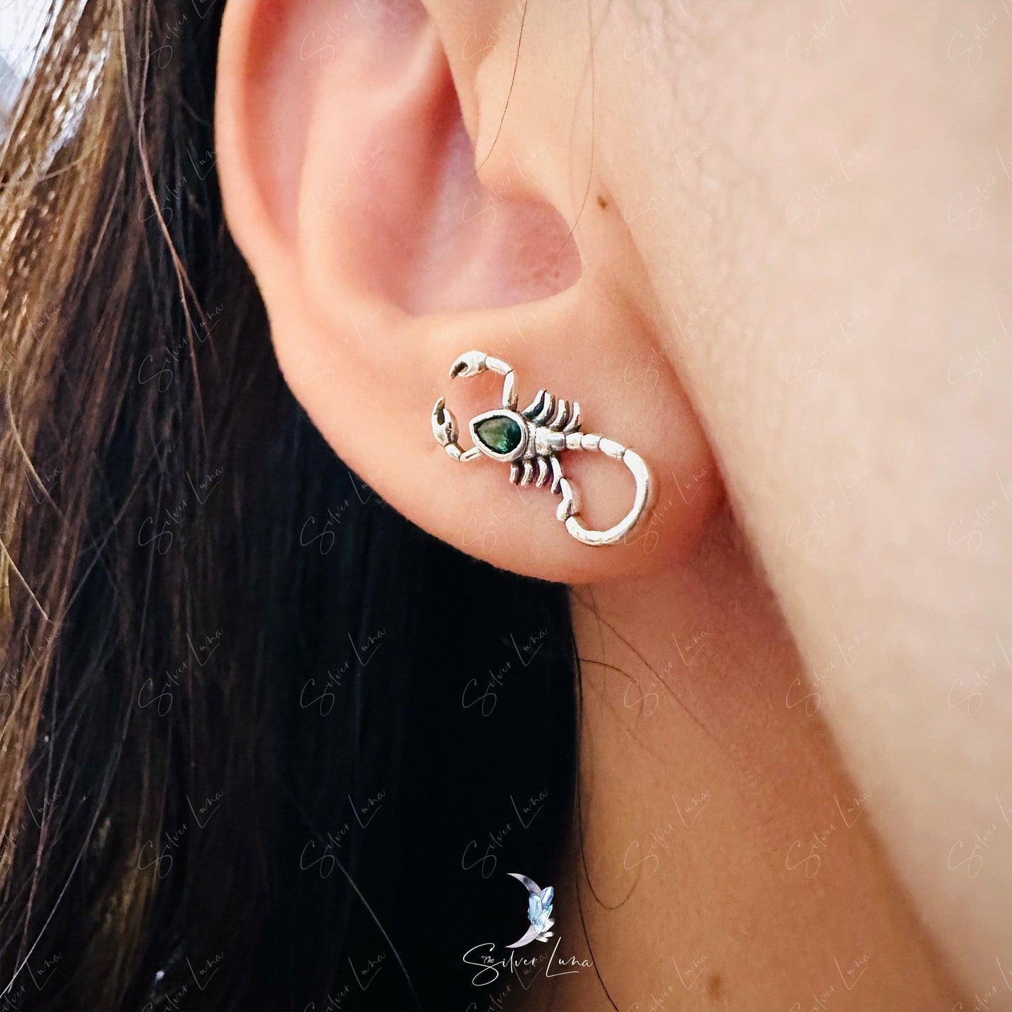 Scorpion sterling silver stud earrings