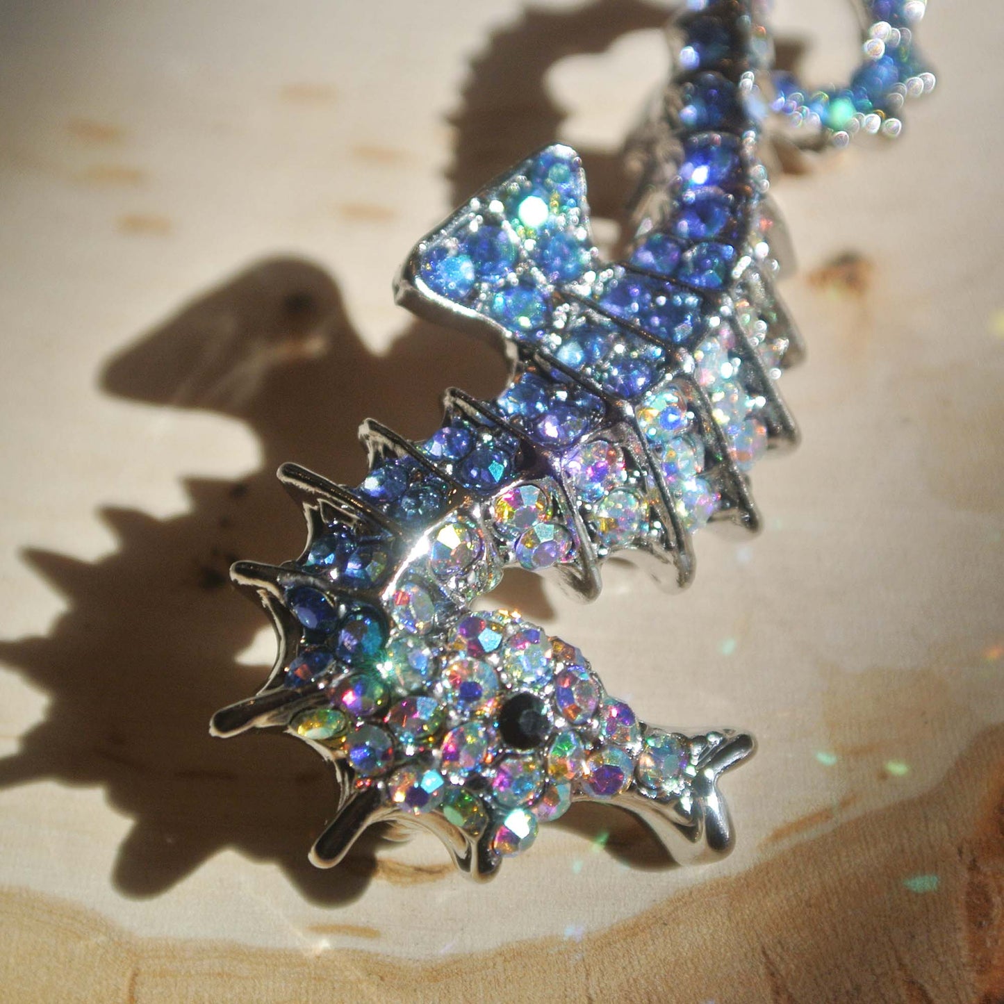 Rhinestone seahorse fashion brooch pin