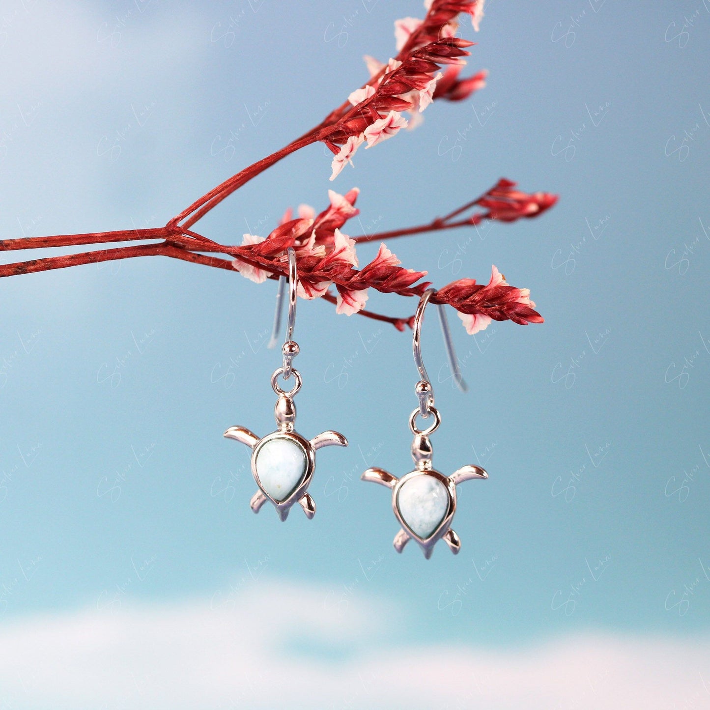 sea turtle Larimar earrings