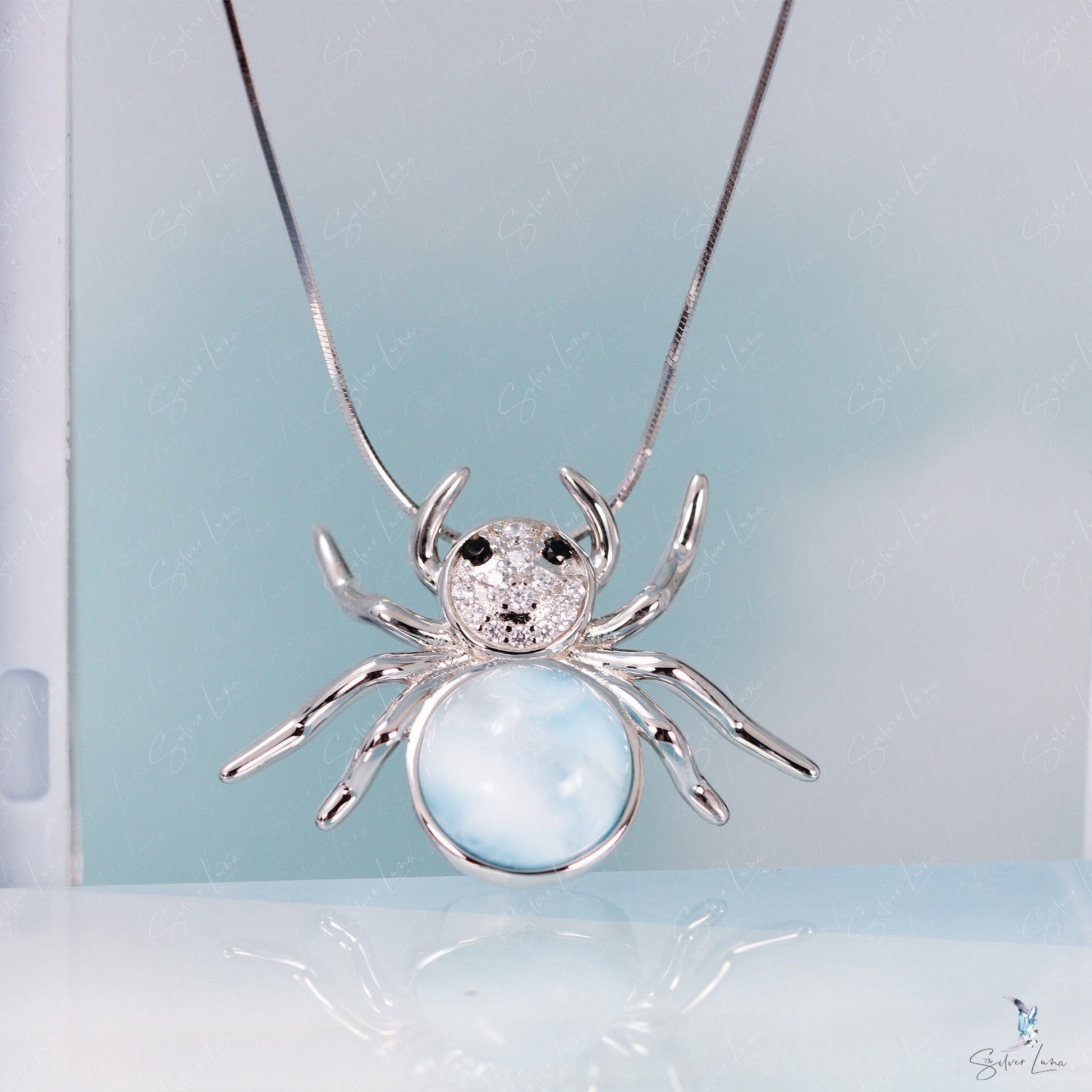 spider Larimar pendant necklace
