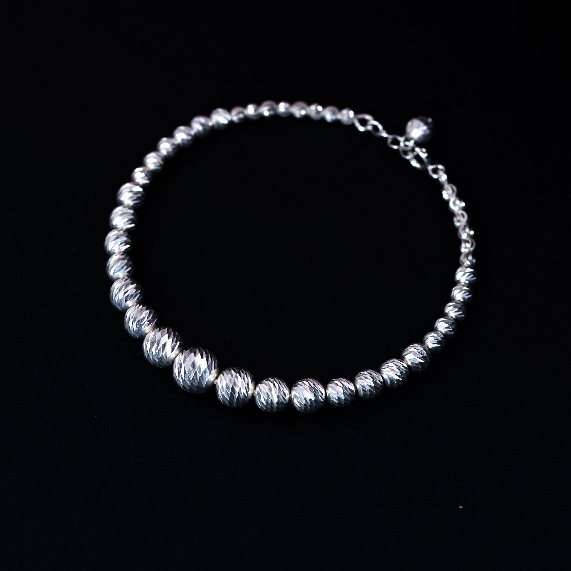 sterling silver silver beaded bangle bracelet