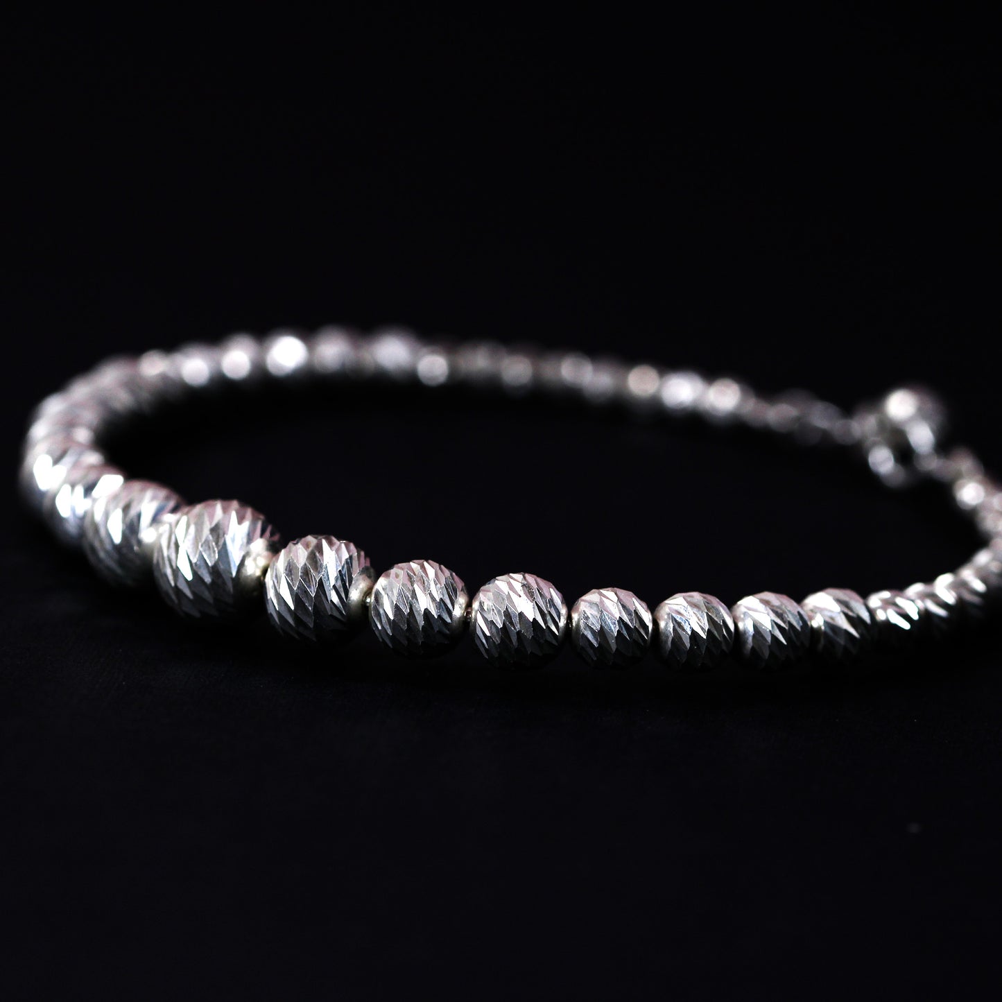 sterling silver silver beaded bangle bracelet