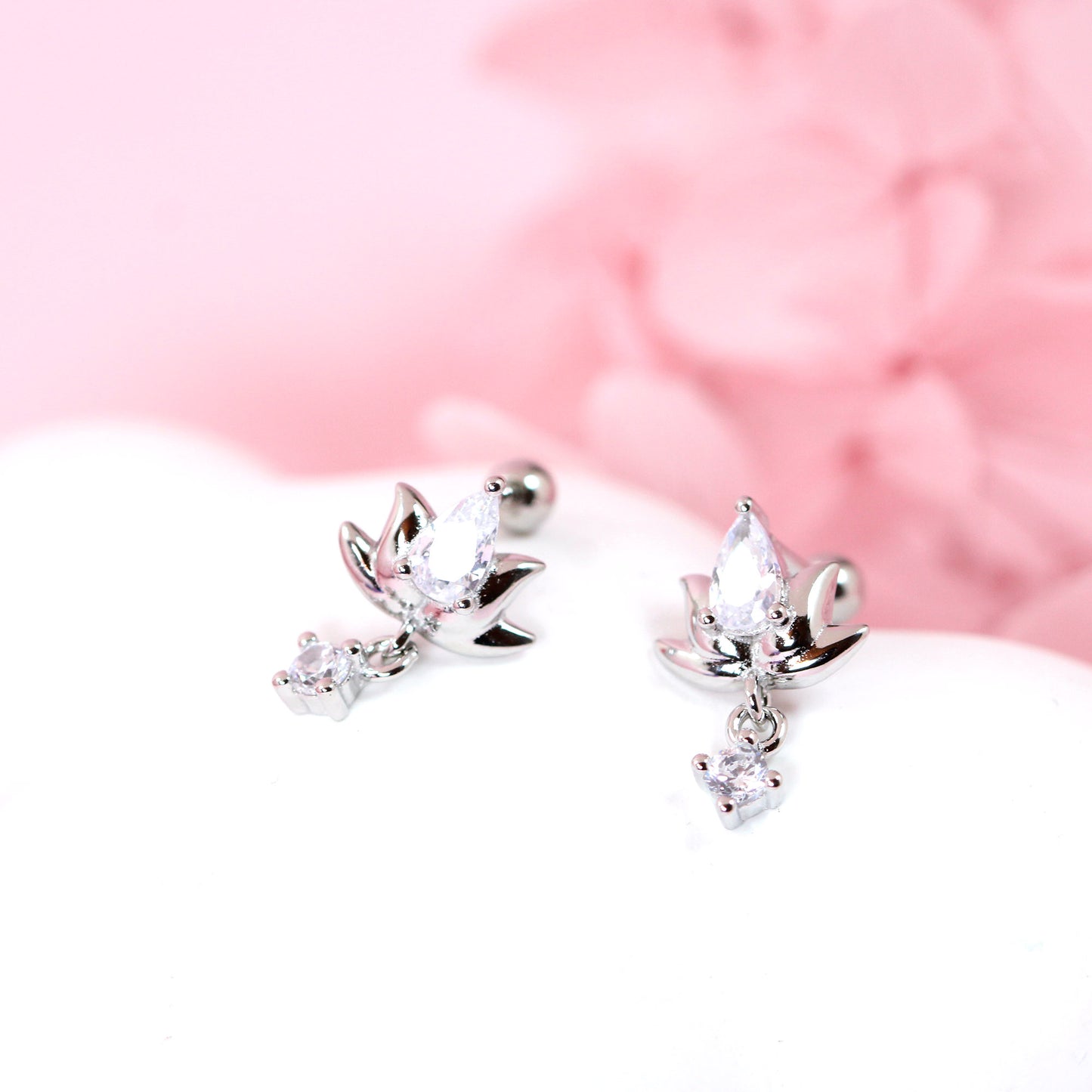 Lolus flower cartilage screw back earrings