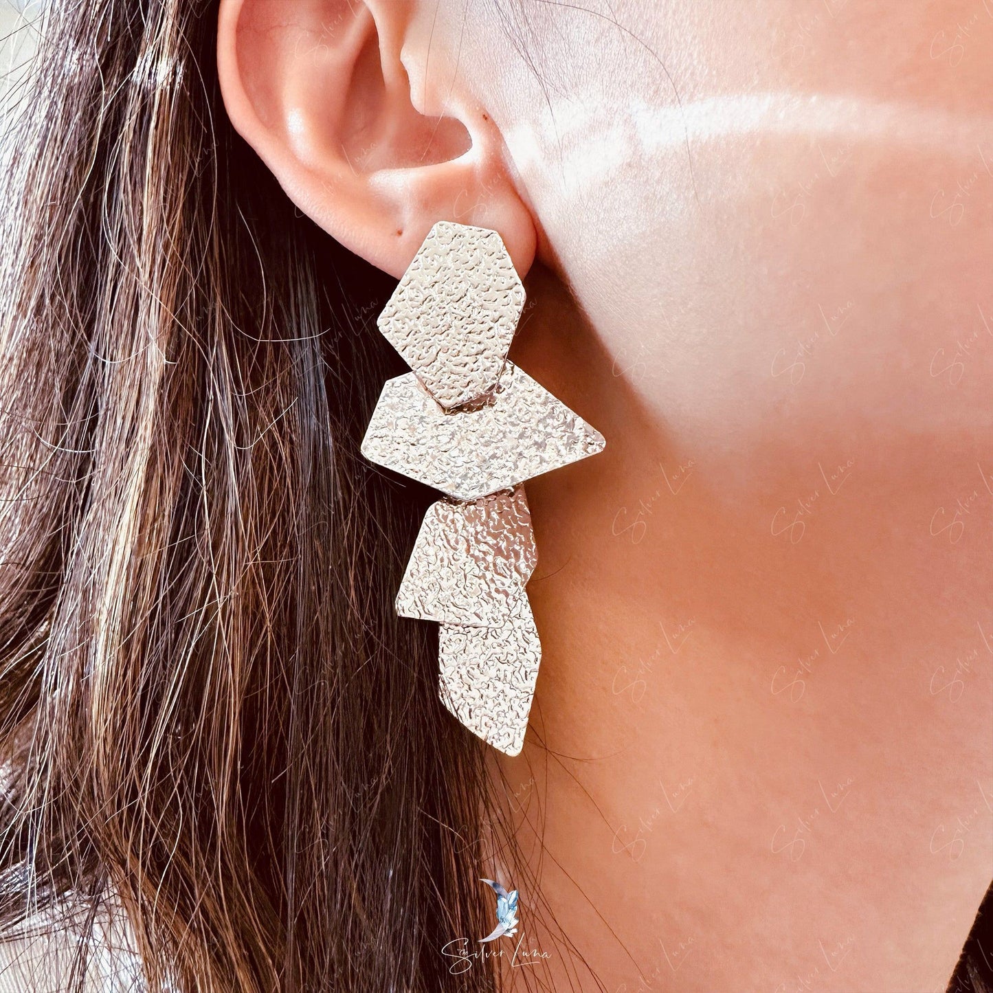 Exaggerated metal geometric statement earrings