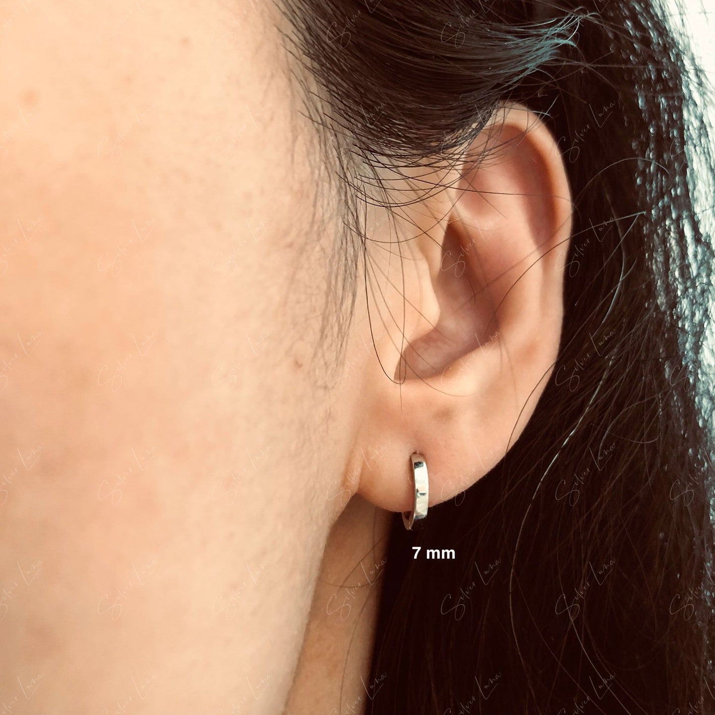 Simple minimalist silver hoop earrings