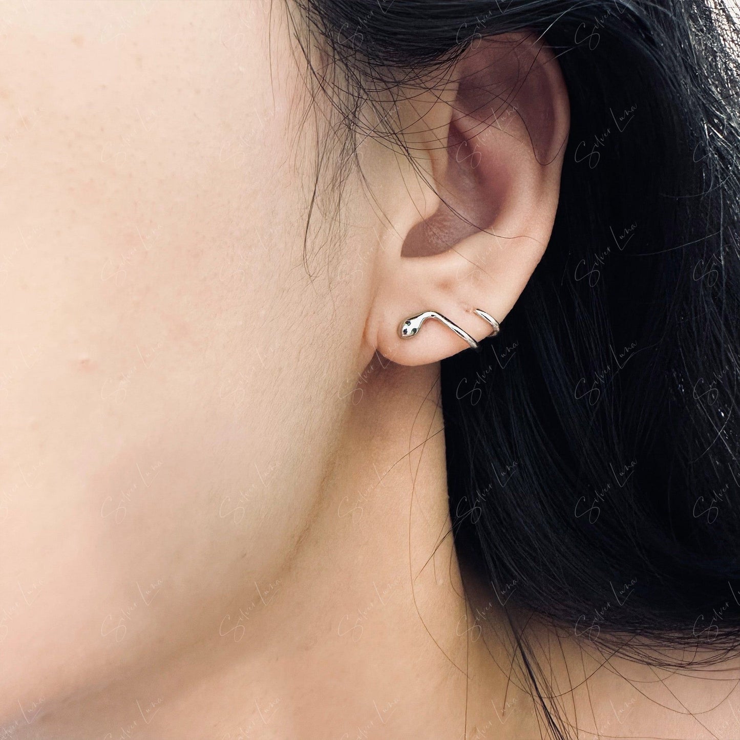 snake ear cuff stud earrings