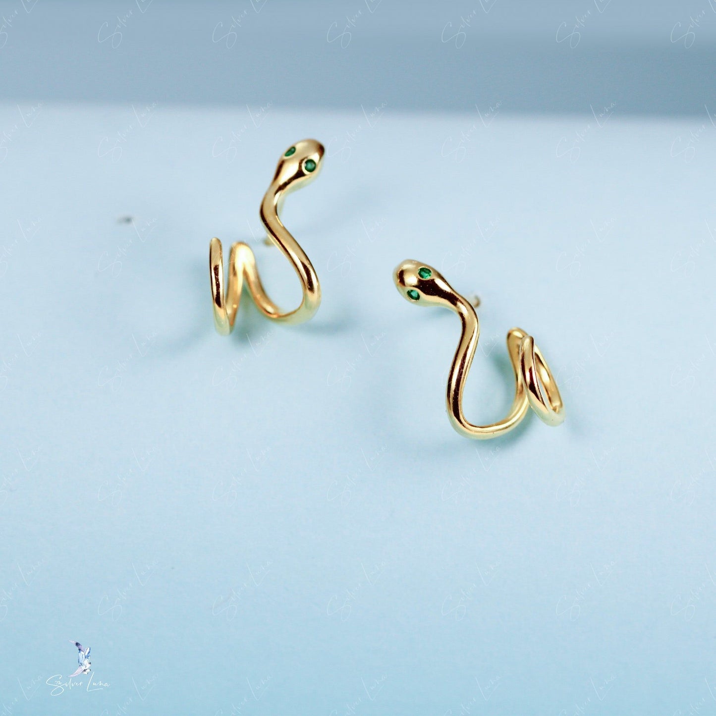 gold snake wrap stud earrings